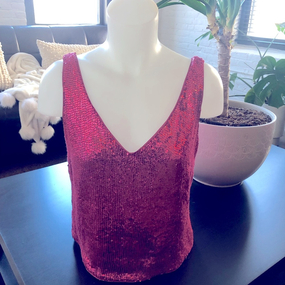 Banana Republic Pink Sequin Tank Top Shirt